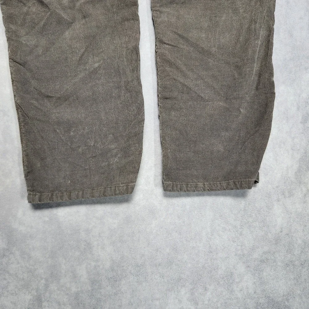 St Johns Bay Mens Gray Brown‎ Corduroy Pants 34x25 Hemmed Straight Leg Cotton